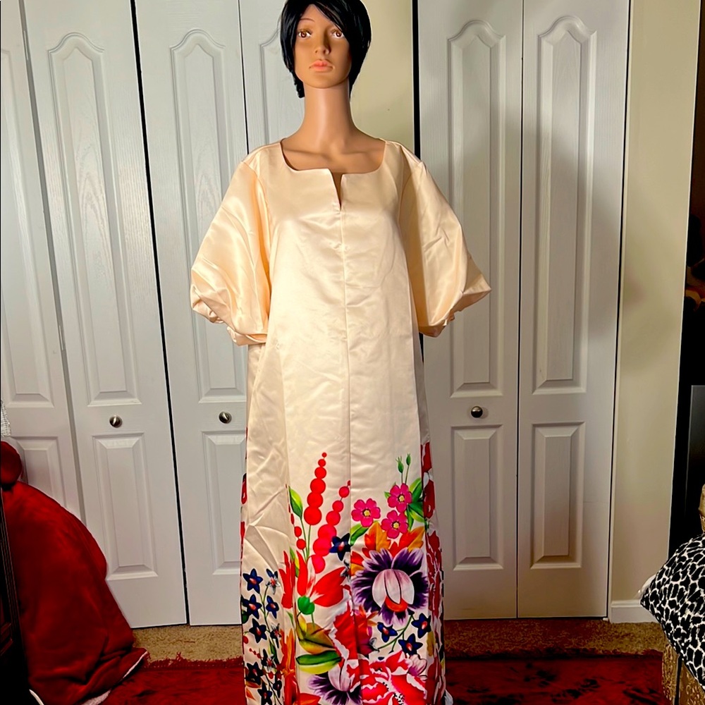 Vibrant Floral Satin Dress